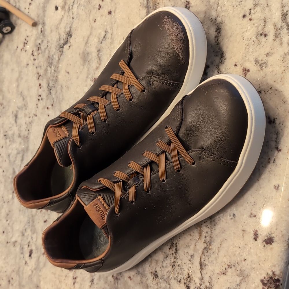 Olukai Wai'alae Men's Brown Leather Golf Shoes